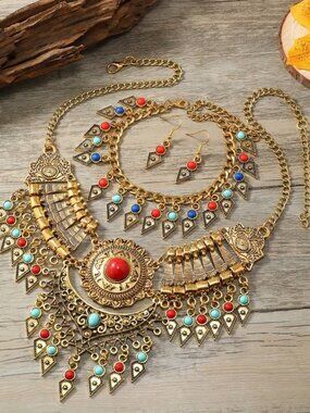 074 Tribal Jewelry Retro Design 3pc Set